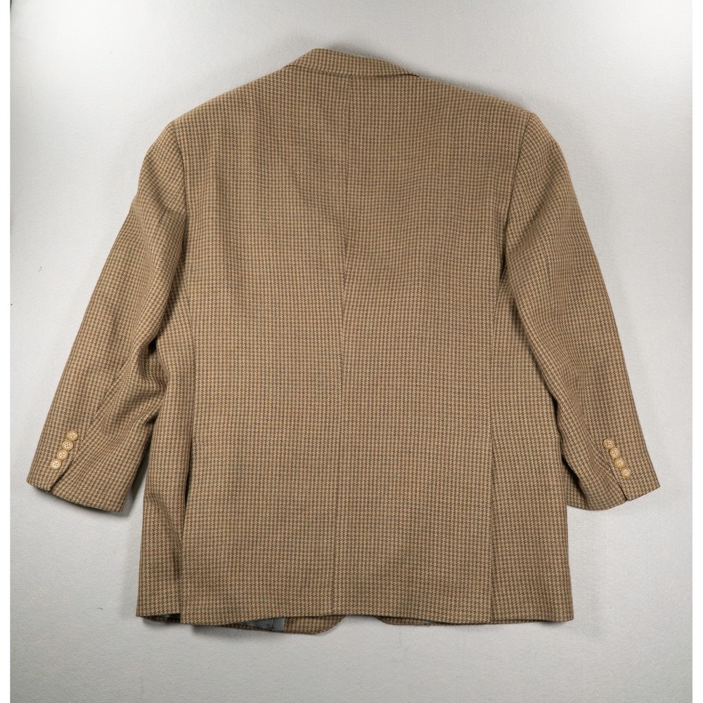 Polo Ralph Lauren Men 46R Lambswool Houndstooth Blazer Brown Sport Coat USA Made - Picture 12 of 12